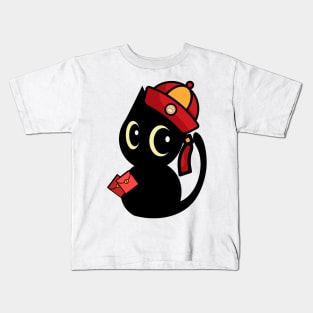 Cute Black Cat lunar new year Kids T-Shirt